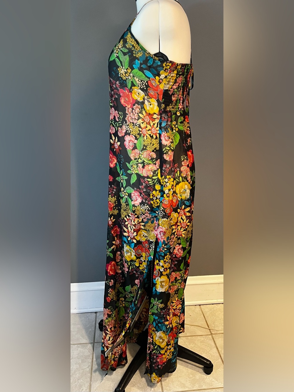 Johnny Was Black Maxi Dress with Multicolor Floral Print - Picture 2 of 9
